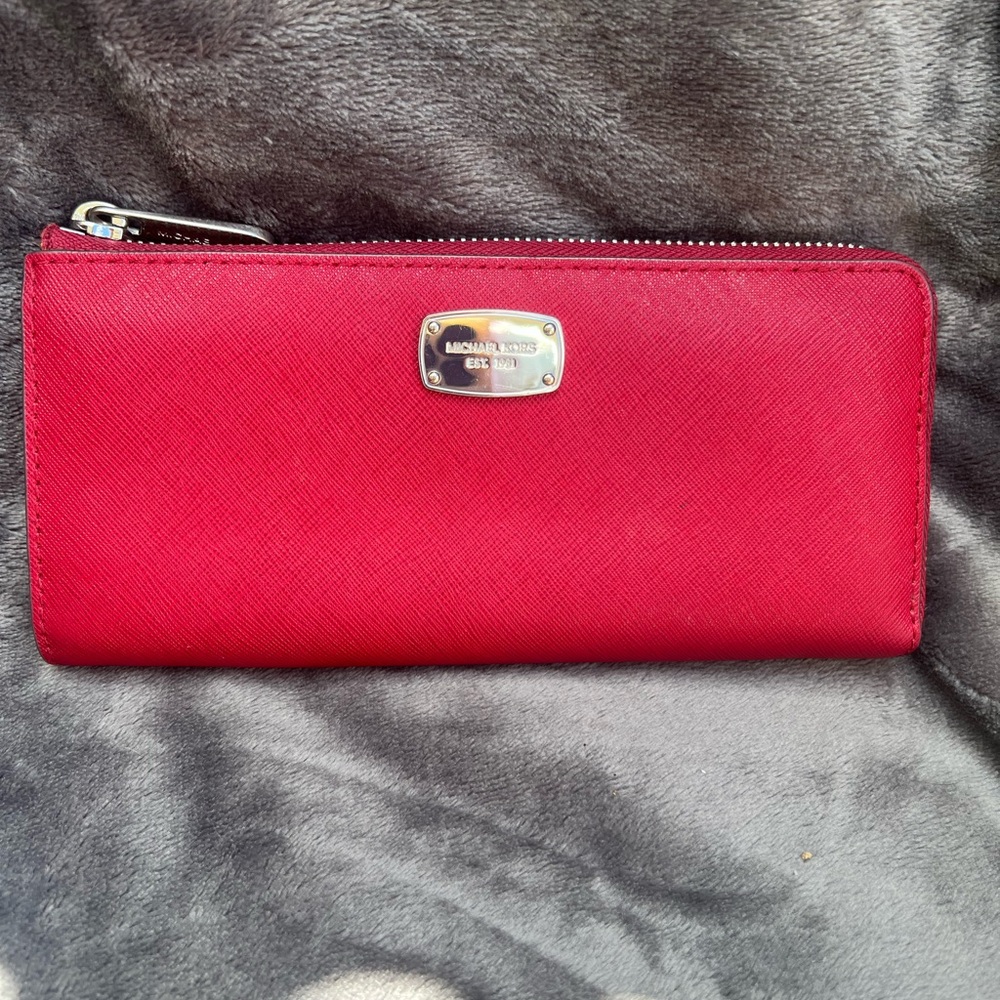 Michael Kors Cherry Red Zip Wallet